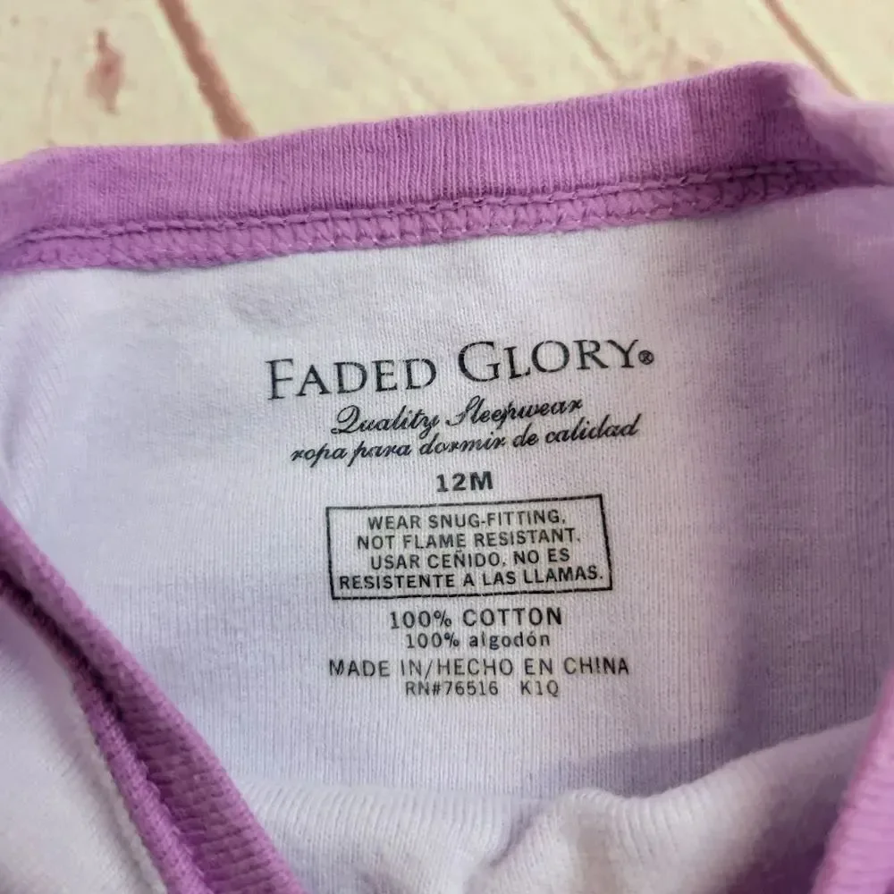 Faded Glory butterfly pajamas 12mo